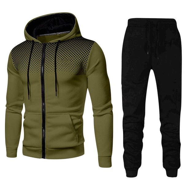 Men's Long Sleeved Polka Dot Printed Zipper Set With Spring Autumn Velvet, Women's Sports Hoodies, Sweatshirts, And_viptrois.com