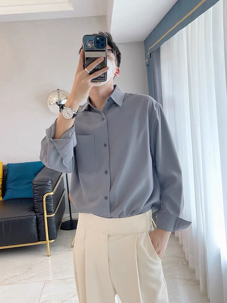 Men's Clothing Long Sleeved Niche Ins Trend Spring And Autumn Shirt Loose Spring Shirt Handsome_viptrois.com