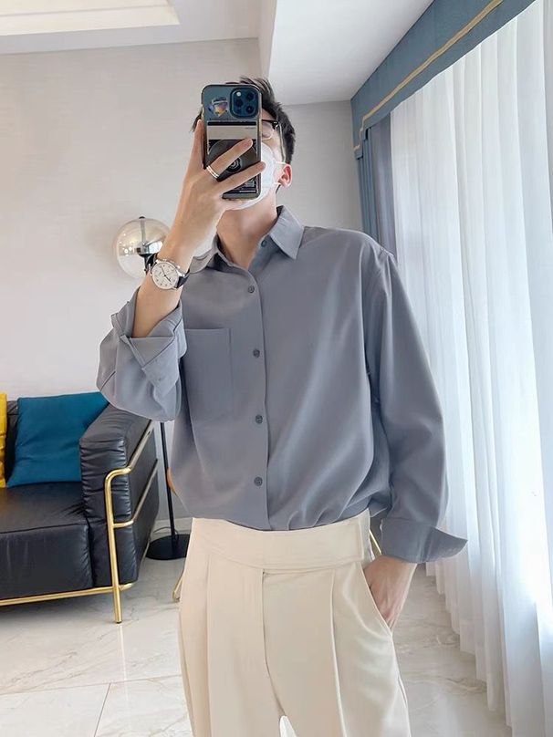 Men's Clothing Long Sleeved Niche Ins Trend Spring And Autumn Shirt Loose Spring Shirt Handsome_viptrois.com