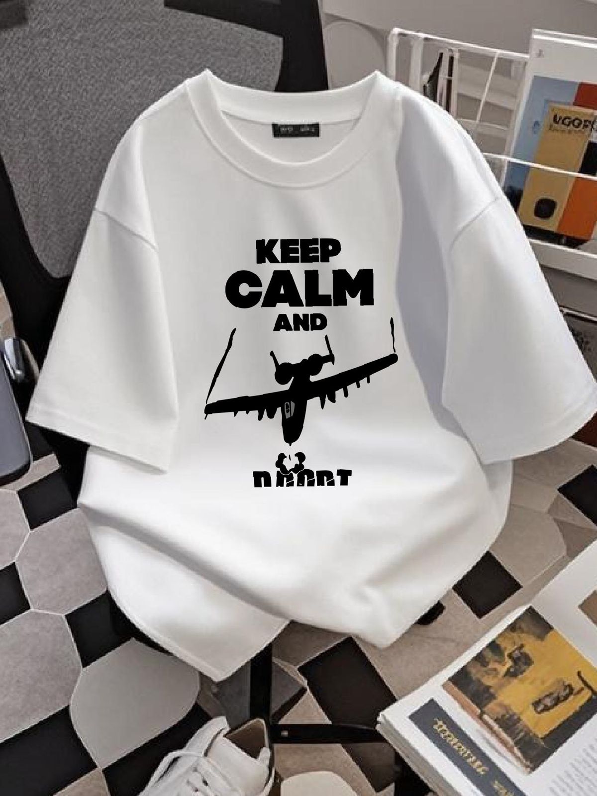 A 10 Warthog Keep Calm . Brrrt Tee T-shirt Homme Stylish Streetwear Graphic Soft Versatile Top For Everyday Wear Slightly Comfortable Summer_viptrois.com