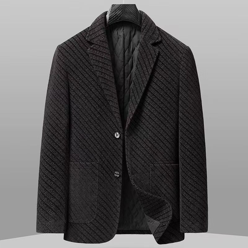 Men's Tweed Blazer – Slim-Fit Casual Jacket (Black/Dark Brown/Grey, M-4XL) Men's Clothing_viptrois.com