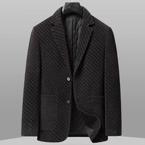 Men's Tweed Blazer – Slim-Fit Casual Jacket (Black/Dark Brown/Grey, M-4XL) Men's Clothing_viptrois.com