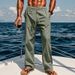 Men's Clothing Skin Friendly Breathable Cotton And Linen Loose Casual Sports Trousers_viptrois.com