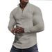 Cross-Border Spring And Autumn Small Checkered Sweatshirt Stand Collar Half Zipper Long Sleeve Jacquard Men's Top Trendy_viptrois.com