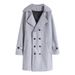 Loom Loom Cross-Border In-Stock Autumn Winter New Double-Breasted Lapel Trench Solid Color Jacket European And American Style_viptrois.com