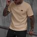 2026 New European And American Trendy Brand Men's Jacquard Textured T-Shirt, Casual Loose Fit, Solid Color, Round Neck,_viptrois.com