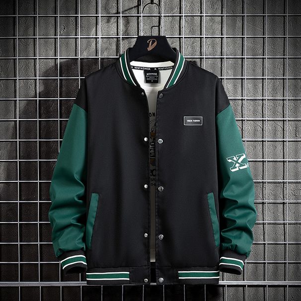 Men's Oversized Baseball Jacket - Trendy Loose Fit Unisex Varsity Coat, Streetwear Casual Zip-up Outerwear For Spring & Fall_viptrois.com