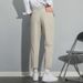 Men's Slim Straight Business Casual Trousers Anti-Wrinkle High-Drape Black Nine-Point Small Suit No-Ironing Required_viptrois.com