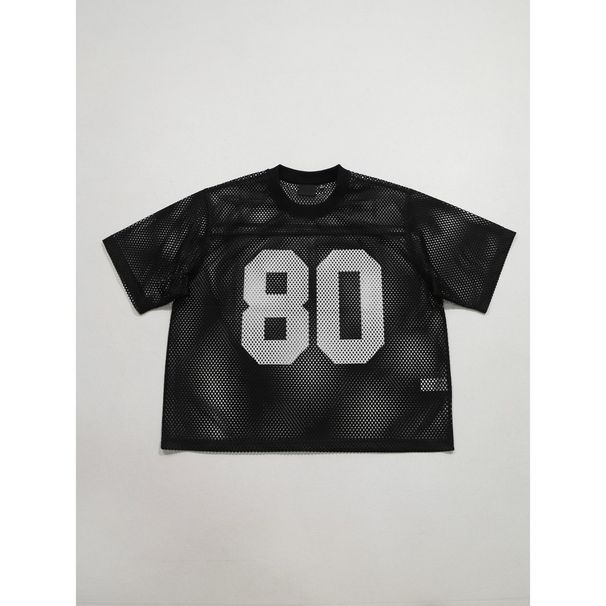 American-style Summer Digital Print Rugby Jersey With Hollow Mesh, Loose Fit, Unisex Short-sleeve T-shirt_viptrois.com
