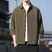 2026 Men's Mid Sleeve Shirt Pure Cotton Shirt Men's Full Cotton Seven Cent Sleeve Shirt Men's Premium Light Luxury Top_viptrois.com