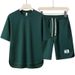 Men's Clothing New Casual Sports Suit Men's Short Sleeved T Shirt Trendy Brand Five Point Shorts Loose Hong Kong Style Two Piece Suit_viptrois.com