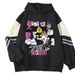Loom Loom Color Block Fashion Niche Hooded Youth Cute Print Pullover 2023 Men's European And American Simple Sweatshirt Jacket_viptrois.com