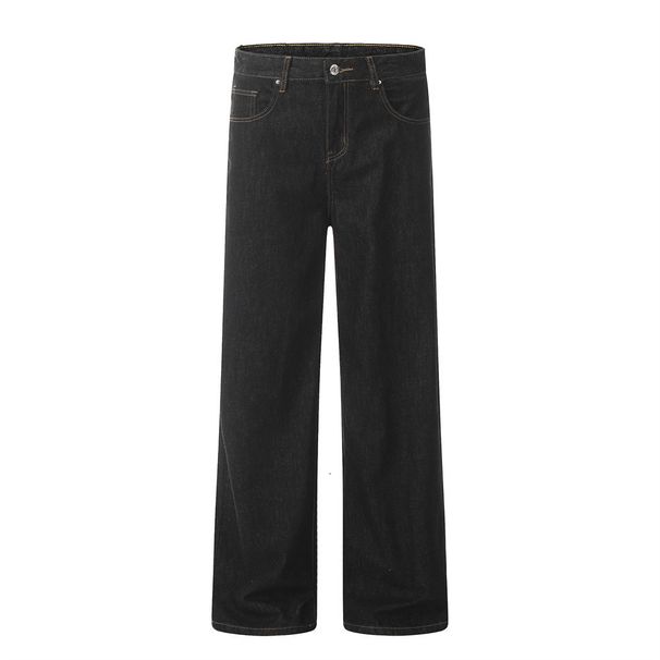 Men's Denim Straight-Leg Trendy Brand Design Sense Niche Edition Topstitch Loose Versatile Wide-Leg Casual Pants_viptrois.com