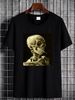 Skull Of A Skeleton With Burning Cigarette, Vincent Van Gogh, Gothic T-Shirt Streetwear Top For Everyday Wear Designer Clothes Slightly Breathable_viptrois.com