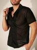 Men's Clothing Hollow Jacquard Perspective Shirt Lace Fashion Casual Slim Fit Top_viptrois.com
