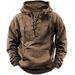Men's Clothing Outdoor Retro Lace Up Hooded Long Sleeved T Shirt Autumn Casual Tops_viptrois.com