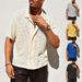Men's Clothing Casual Knitted Shirt Summer New Style Solid Color Lapel Hollow Breathable Short Sleeved Top_viptrois.com
