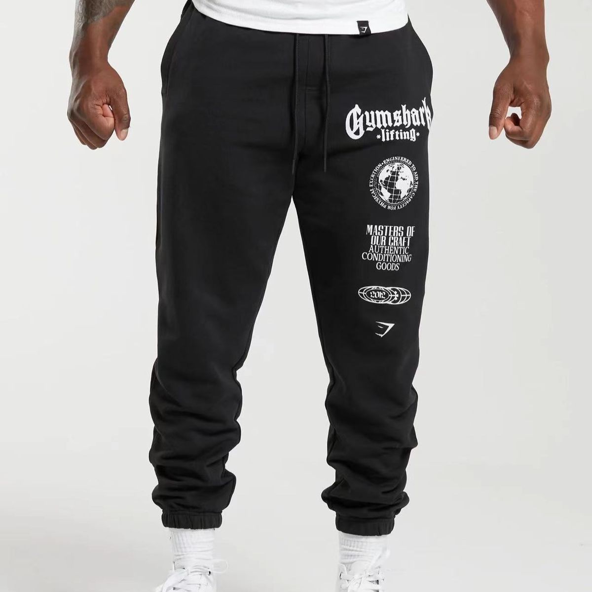 Men's Clothing Shark Fitness Loose Sports Pants Terry Breathable _viptrois.com