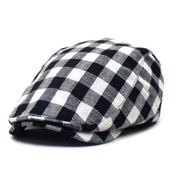 British Style Plaid Fashion Beret Men's Baseball Women's Forward Cap Casual Hat_viptrois.com