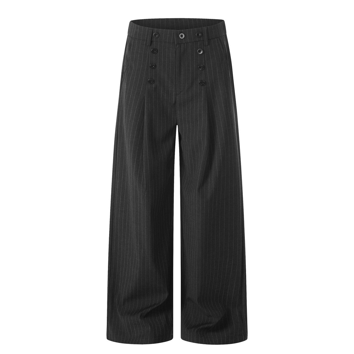 Men's Clothing Men's Double Breasted Striped Black Trousers Old Fashioned Loose Fit Casual A-Line Style Thin Summer Suits & Blazers_viptrois.com