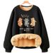 Men's Clothing Lambskin Round Neck Sweatshirt With Trendy Print And Velvet For Teenagers, Winter Warm Long Sleeved Jacket Top_viptrois.com