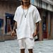 Men's Clothing Spring And Summer New Men's Round Neck Casual Loose Tops Sports Shorts Suit Men's Clothing_viptrois.com