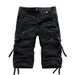 Men's Clothing Men's Loose Multi Pocket Overalls Washed Cropped Pants 7 Point Pants Loose Cotton_viptrois.com