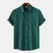 Goods 2024 Summer New Solid Color Lapel Short Sleeved Shirt Men's_viptrois.com