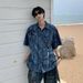Men's Clothing Retro Deconstructed Shoulder Pad Short Sleeved Shirt For Men In Summer Old Washed Tie Dye Design Shirt Niche Jacket_viptrois.com