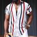 Men's Clothing Youth Casual Daily Loose Tops Short Sleeved Striped 3D Printed Shirt_viptrois.com