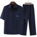 Men's Clothing Summer Shirt Suit Dad Grandpa Casual Loose Short Sleeved Lapel Shirt Two Piece Suit_viptrois.com