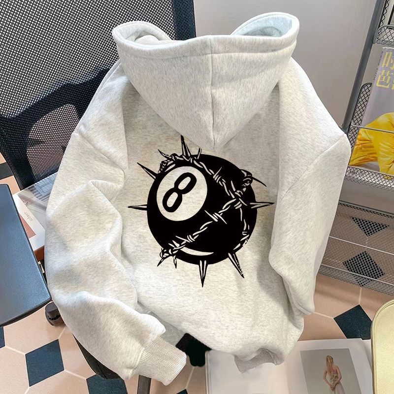 American Hip Hop Street Hooded Jacket Tide 2024 Autumn New Vintage Tide Brand Lazy Style Loose Sweater_viptrois.com