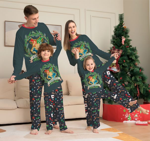 Christmas family dress Halloween cartoon print round neck home dress pajamas_viptrois.com