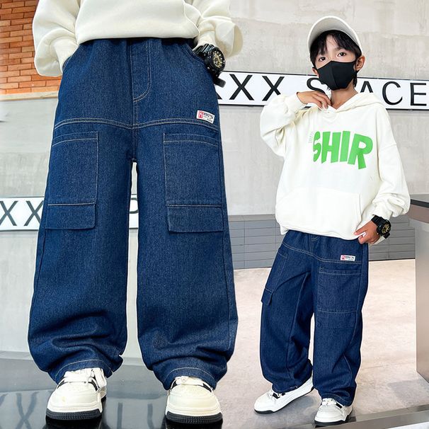 6012 Denim Trousers Blue Princess New Children's Miscellaneous European And American Jeans_viptrois.com