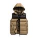 Men's Quilted Vest With Hood, Lightweight Warm Fleece Lining, Color-Block Design, Slim Fit Casual Jacket For Fall & Winter_viptrois.com