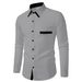 Men's Clothing Color Matching Business Slim Casual Shirt Contrast Color Long Sleeved Shirt Cardigan_viptrois.com