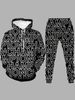 100% white printed adult hooded hoodie set for men and women_viptrois.com
