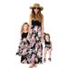 Mother-Daughter Denim Jumper Set - European Print & Patchwork Suspenders Dress_viptrois.com
