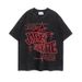 Men's Clothing Washed Retro Hip Hop Print Loose Five Point Sleeve T Shirt_viptrois.com