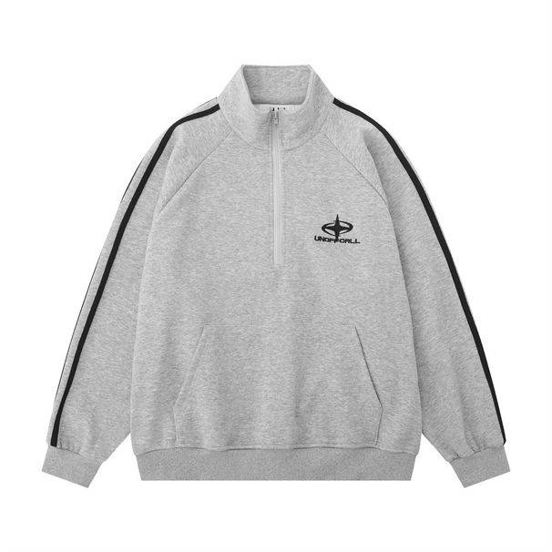 Men's Trendy Half-Zip Stand Collar Sweatshirt Spring Autumn Loose Raglan Long Sleeve Striped Patchwork Sports High Neck_viptrois.com