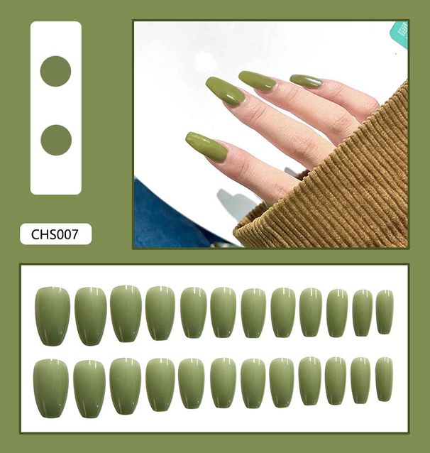 Solid Color Nail Wearing Nail Patch Finished Nail Patch Nail Patch Removable Solid Color 24 Pieces_viptrois.com