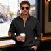 Men's Fleece-Lined Patchwork Zipper Hoodie - Stand Collar, Loose Fit, Winter Casual Pullover (Navy, Black, Army Green, Light Gray, Dark Gray, Camel)_viptrois.com