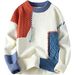 Splicing Contrasting Sweater Men's Knitted Sweater Loose Sweater_viptrois.com