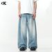 Men's Clothing Washed Blue Jeans For Men And Women Trendy And Versatile Loose And Casual Cleanfit Pants_viptrois.com