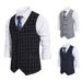 Men's Plaid British Slim Best Man Double-breasted Vest Men's Gentleman Suit Work Vintage Vest_viptrois.com