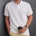 Men's Clothing Jacquard Fabric Button Placket Solid Color Lapel Basic Texture Top_viptrois.com