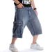 Man's clothing Multi-pocket skateboard pants plus plus-size hip hop denim shorts Men's trend capri pants loose medium pants summer_viptrois.com