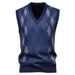 Men's Clothing Pullover Fashion Casual Sweater Men's Slim Fit V-Neck Fleece-Lined Knit Vest - Stylish Casual Pullover Sweater For Everyday Wear_viptrois.com