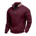 Men's Fleece-Lined Half-Zip Sweatshirt – Heavyweight Winter Pullover With Stand Collar, Loose Fit For Outdoor & Casual Wear_viptrois.com