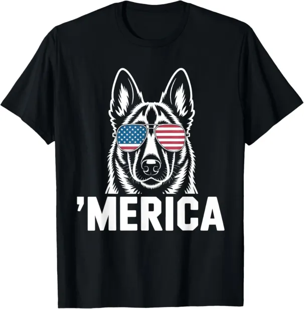 Belgian Malinois Merica American Flag Sunglasses 4th Of July Dog T-Shirt Men's Gift_viptrois.com
